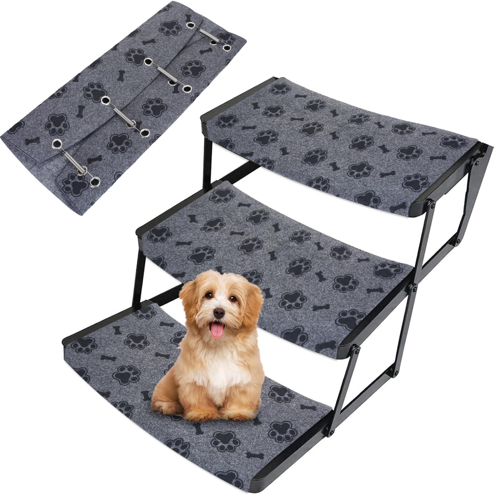 Tinideya 3 Packs RV Step Covers 22 Wide RV Step Rug with Install Hook Stair Covers Fit 8 to 11 Deep Camper Step Carpet Cam